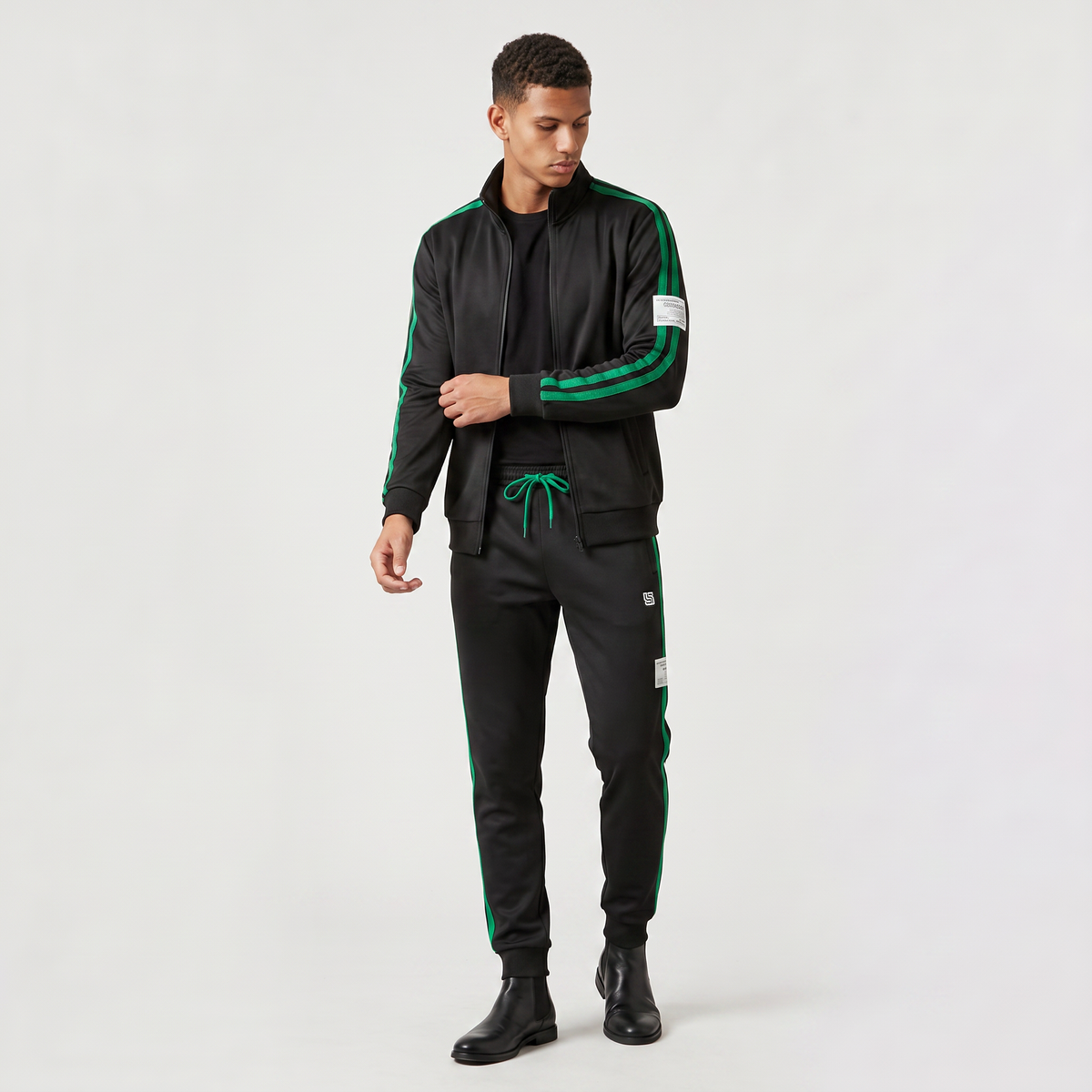 Men's Two-Piece Track Jacket and Drawstring Trousers Set