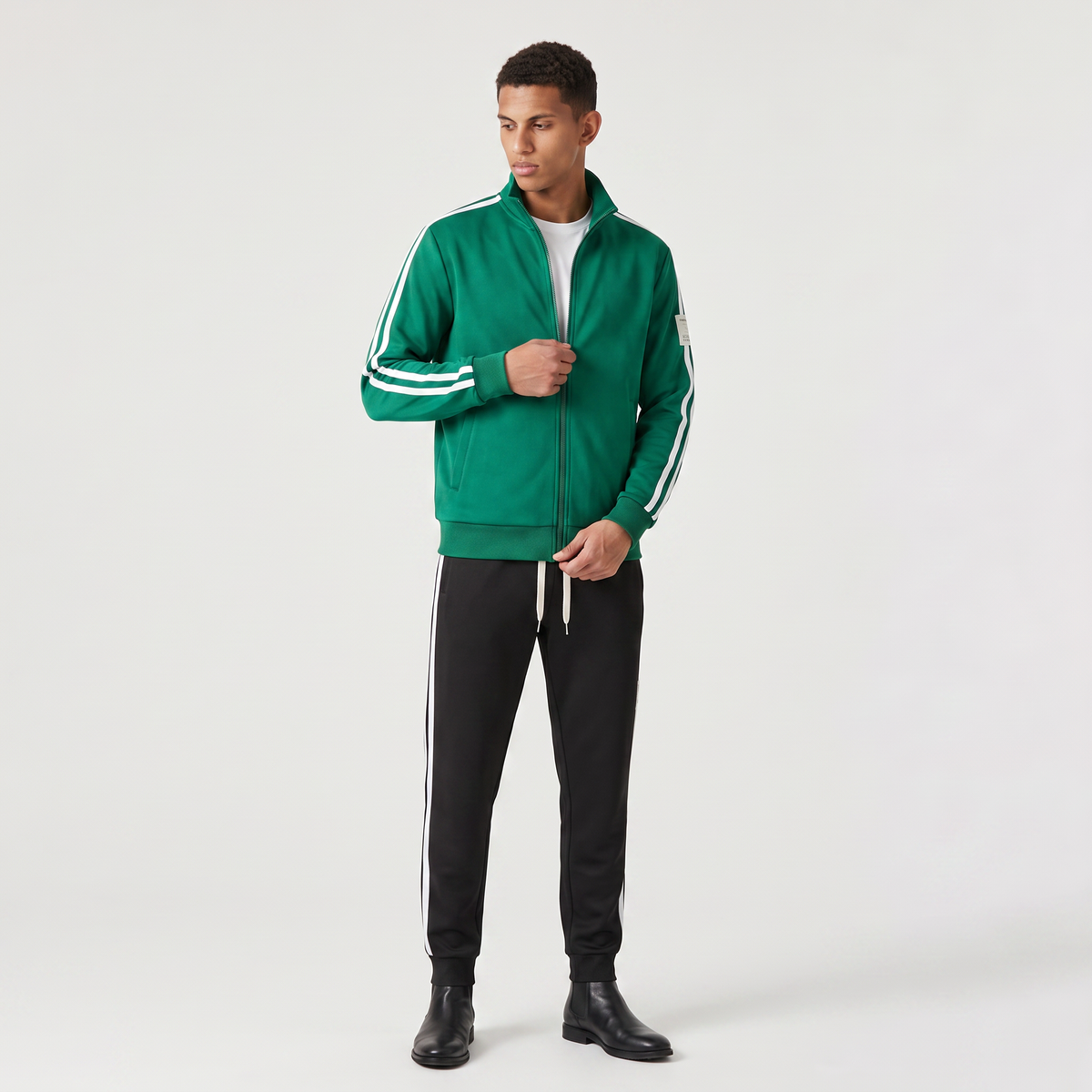 Men's Two-Piece Track Jacket and Drawstring Trousers Set
