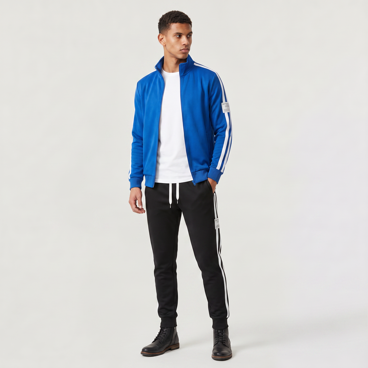 Men's Two-Piece Track Jacket and Drawstring Trousers Set