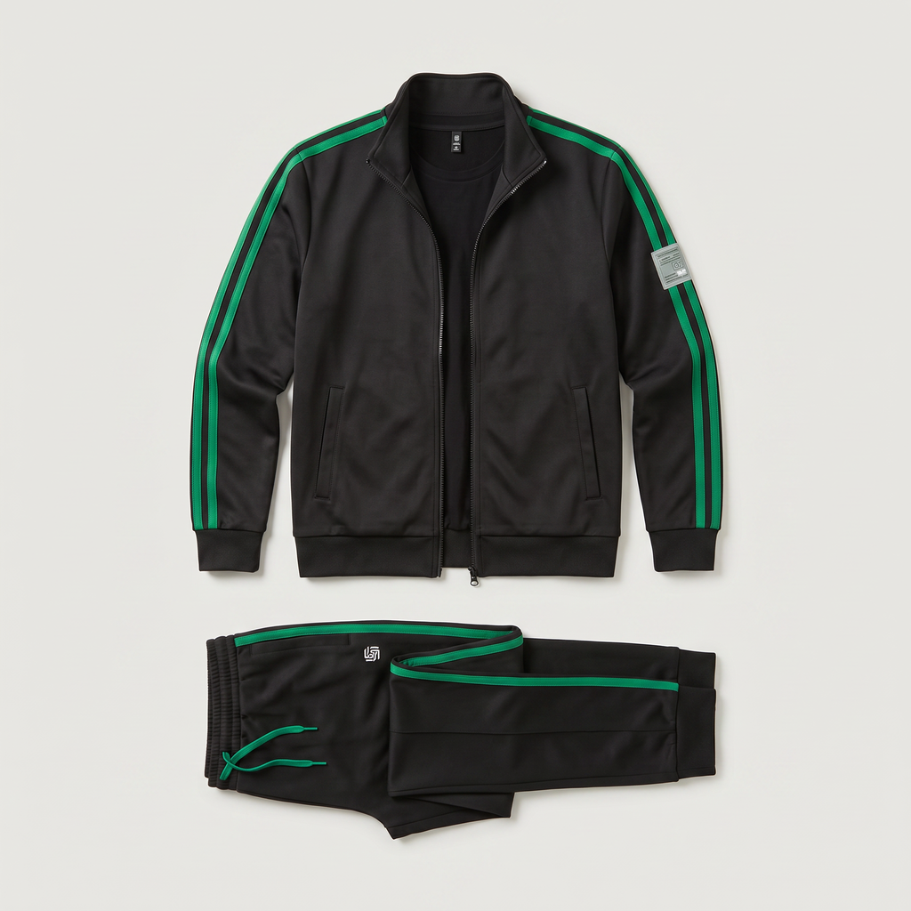 Men's Two-Piece Track Jacket and Drawstring Trousers Set