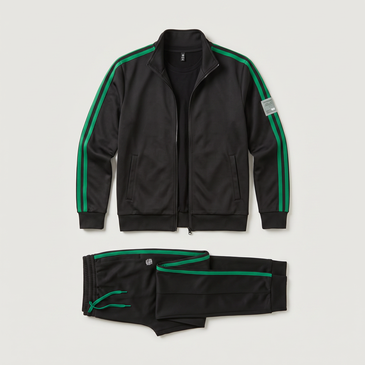 Men's Two-Piece Track Jacket and Drawstring Trousers Set