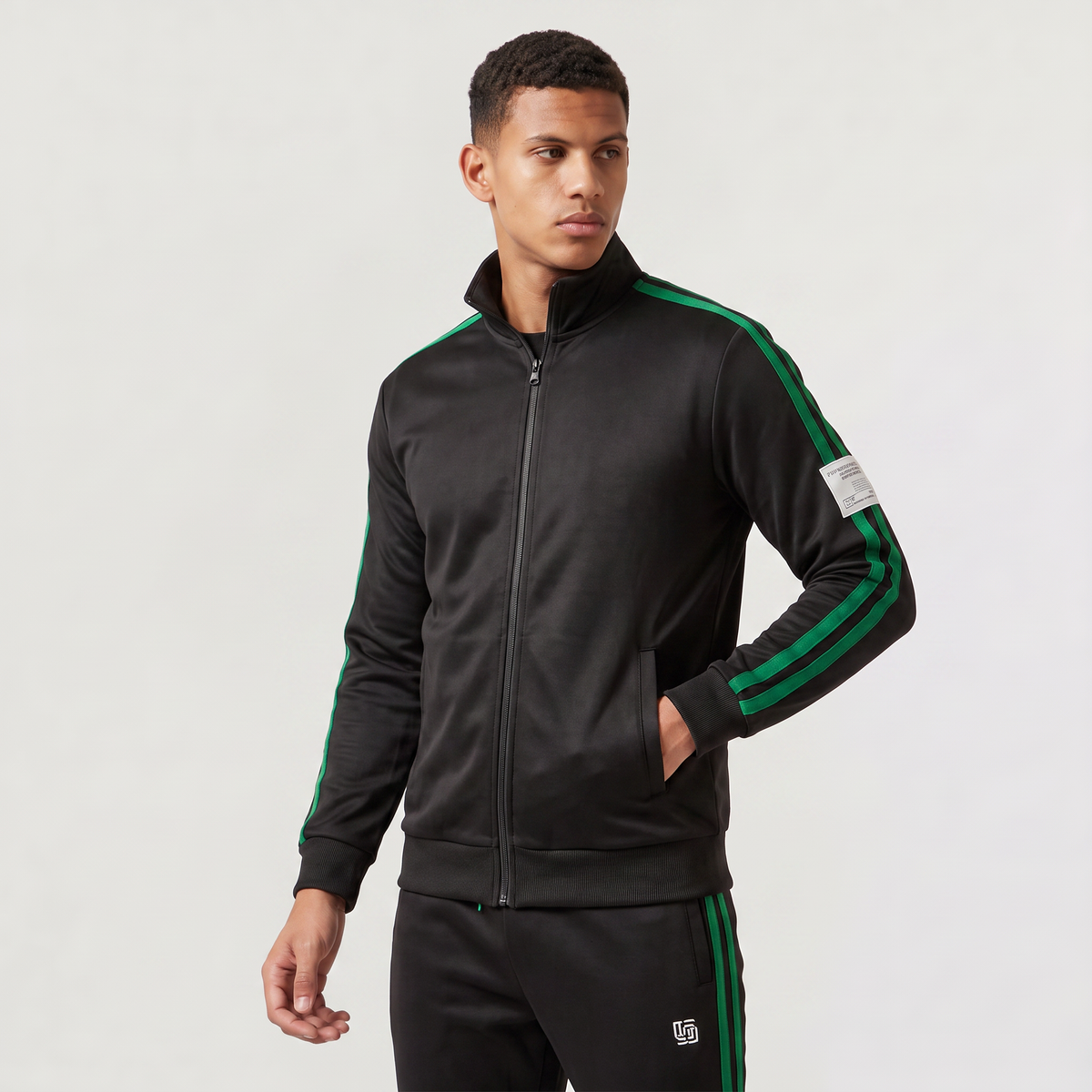 Men's Two-Piece Track Jacket and Drawstring Trousers Set