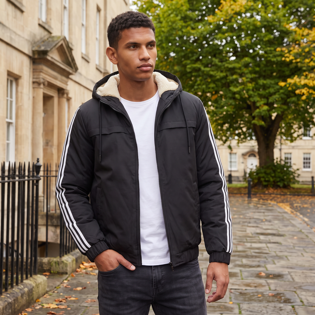 Men's Hooded Padded Bomber Jacket