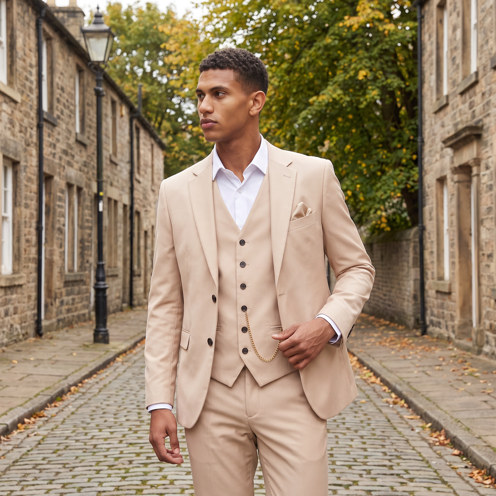 Men's Three-Piece Summer Wedding Suit