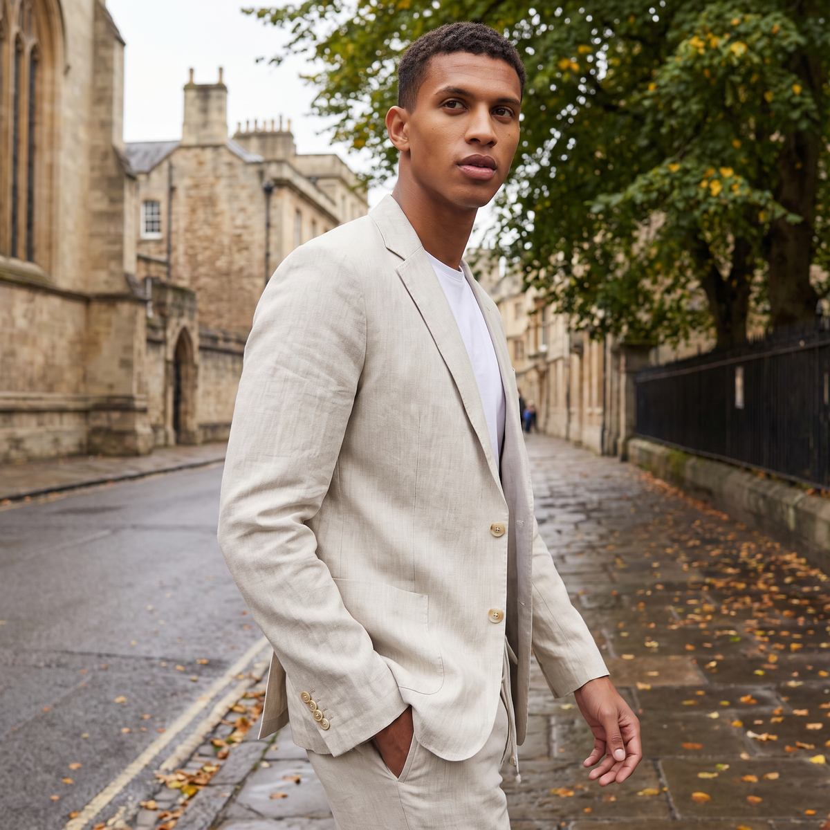 Men's Two-Piece Blazer and Drawstring Trousers Set