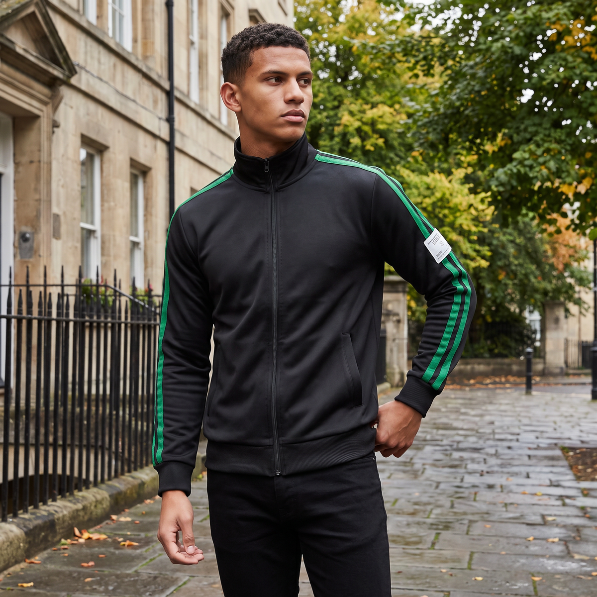 Men's Two-Piece Track Jacket and Drawstring Trousers Set