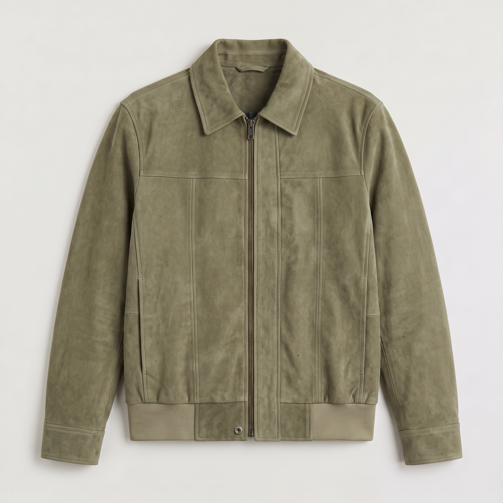 Men's Casual Leather-Look Zip Jacket