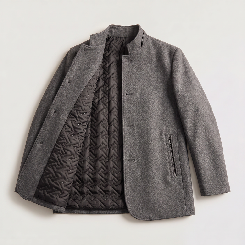 Men's Wool-Blend Stand Collar Coat