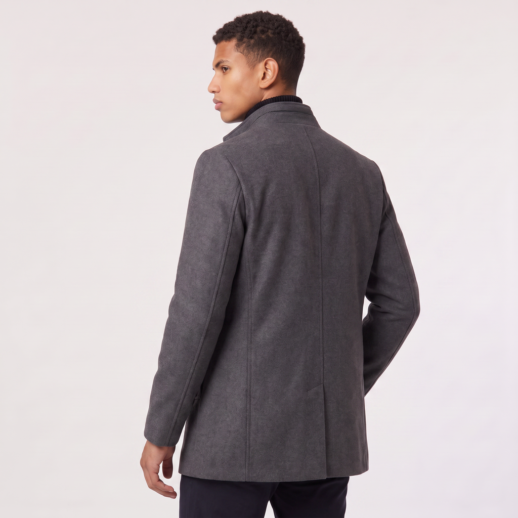 Men's Wool-Blend Stand Collar Coat