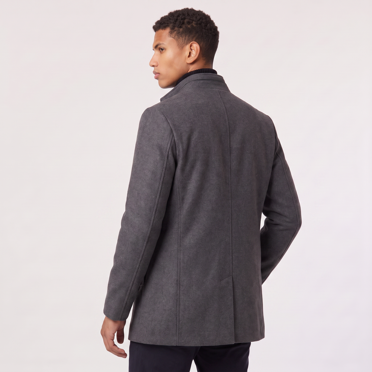 Men's Wool-Blend Stand Collar Coat