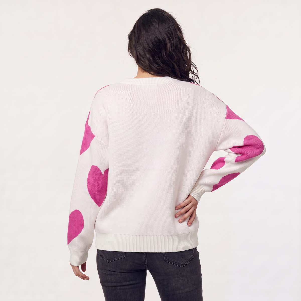 Women's Heart Pattern Knitted Jumper