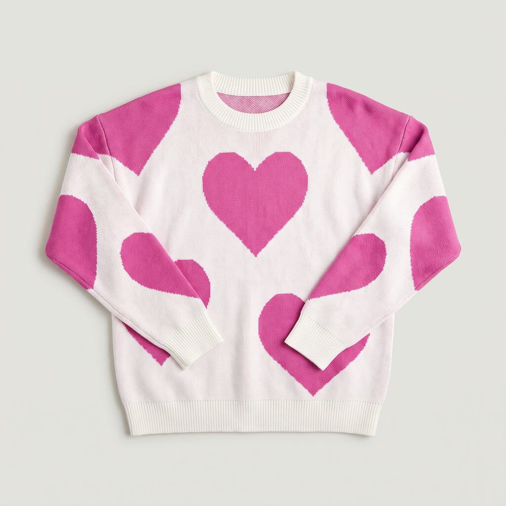 Women's Heart Pattern Knitted Jumper