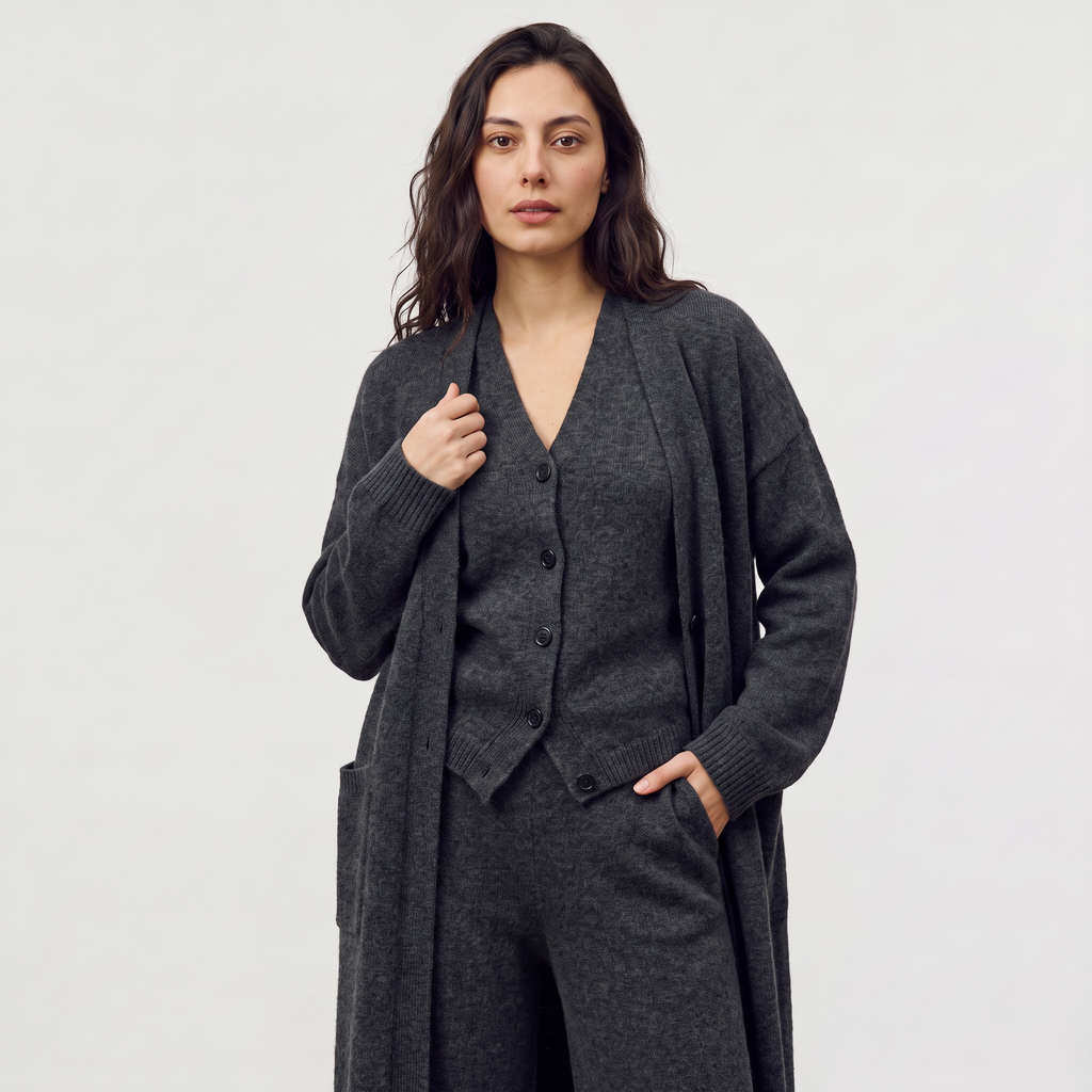 Women's Three-Piece Knitted Cardigan Set