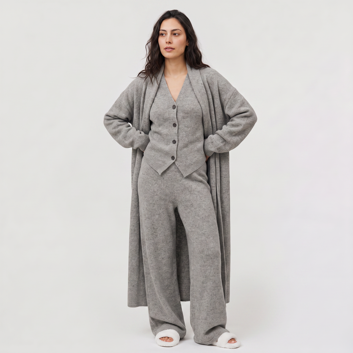 Women's Three-Piece Knitted Cardigan Set