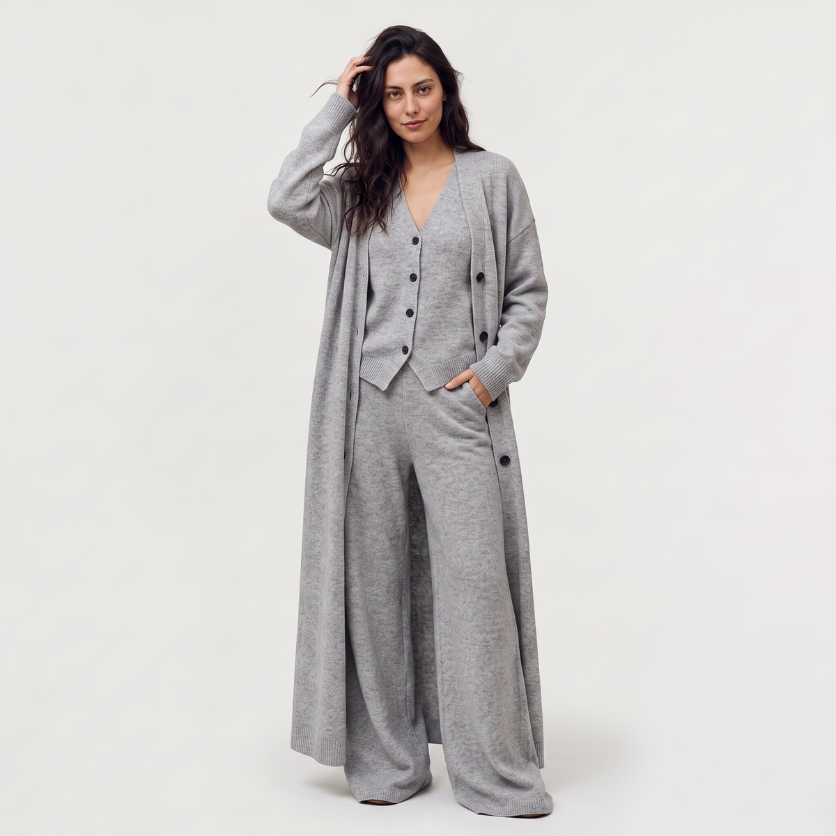 Women's Three-Piece Knitted Cardigan Set