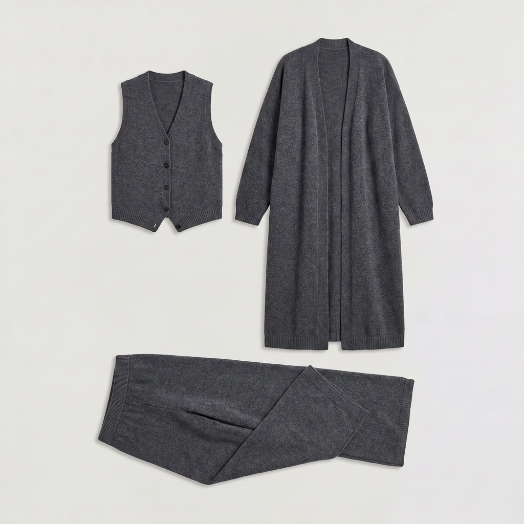 Women's Three-Piece Knitted Cardigan Set