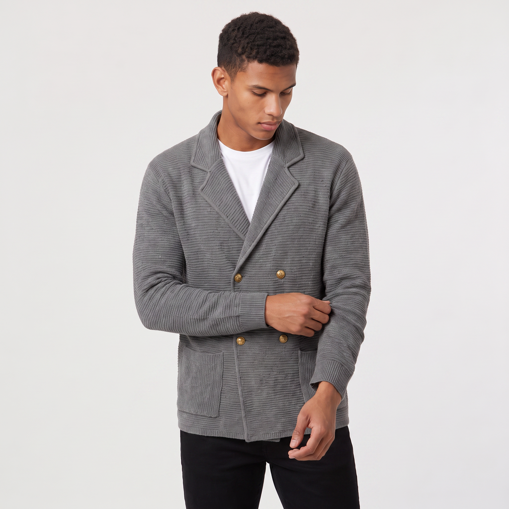 Men's Double-Breasted Knit Cardigan