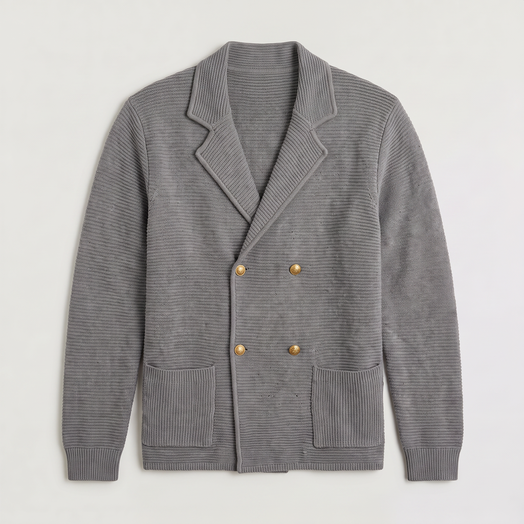 Men's Double-Breasted Knit Cardigan