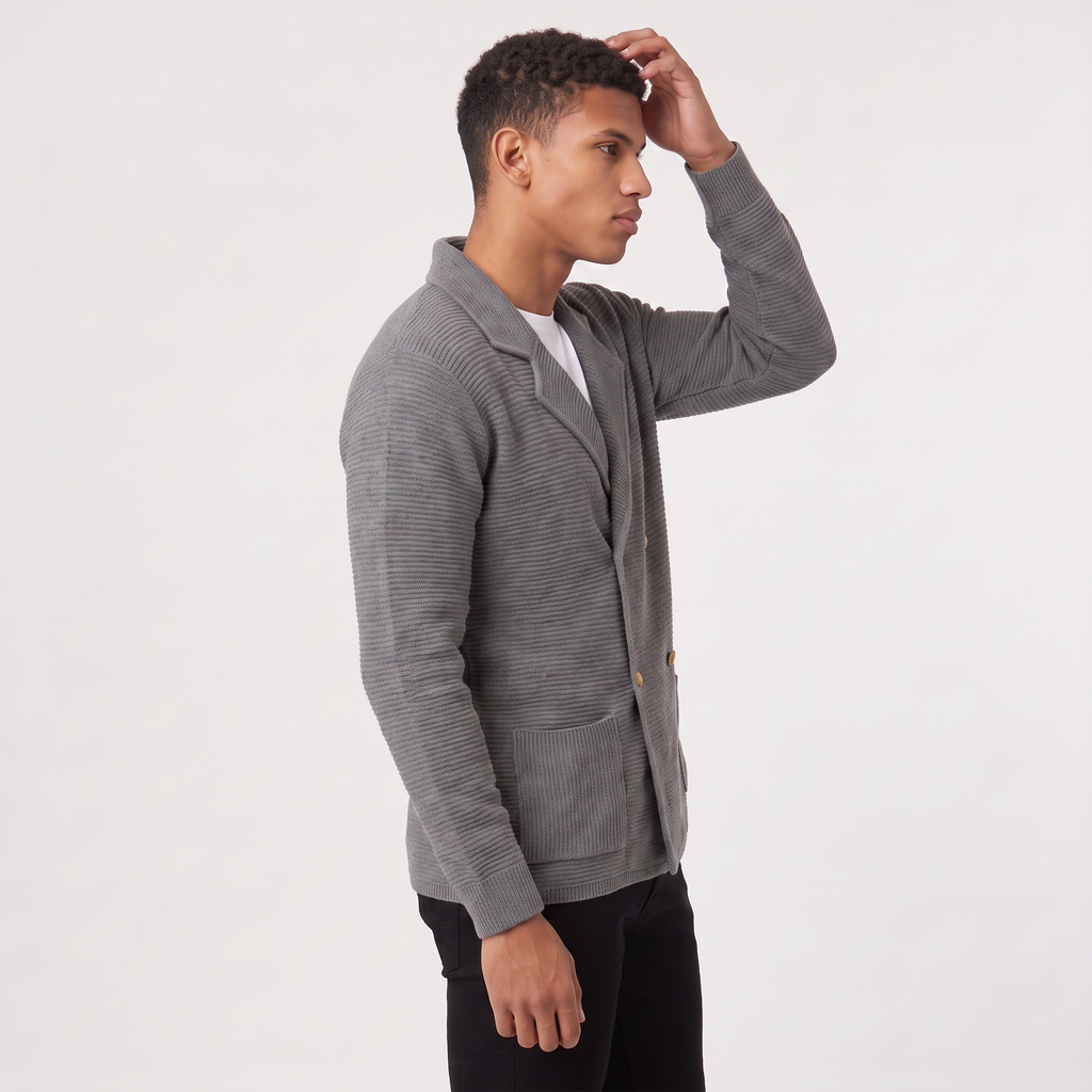 Men's Double-Breasted Knit Cardigan