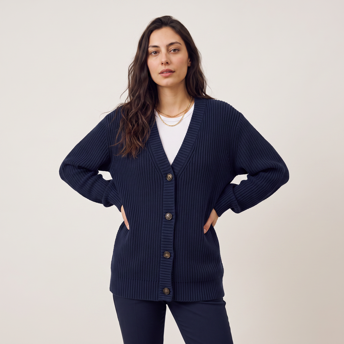 Women's V-Neck Button-Front Knit Cardigan