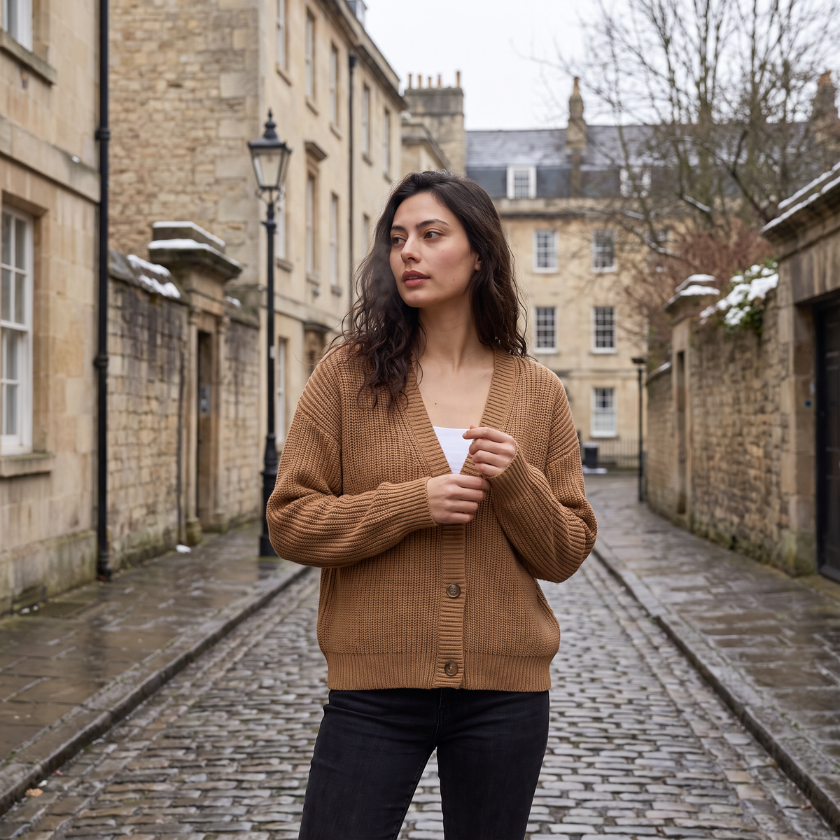 Women's V-Neck Button-Front Knit Cardigan