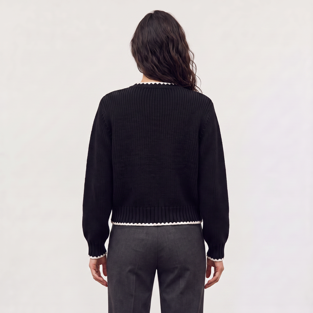 Women's Scallopped Trim Tie-Front Knit Cardigan