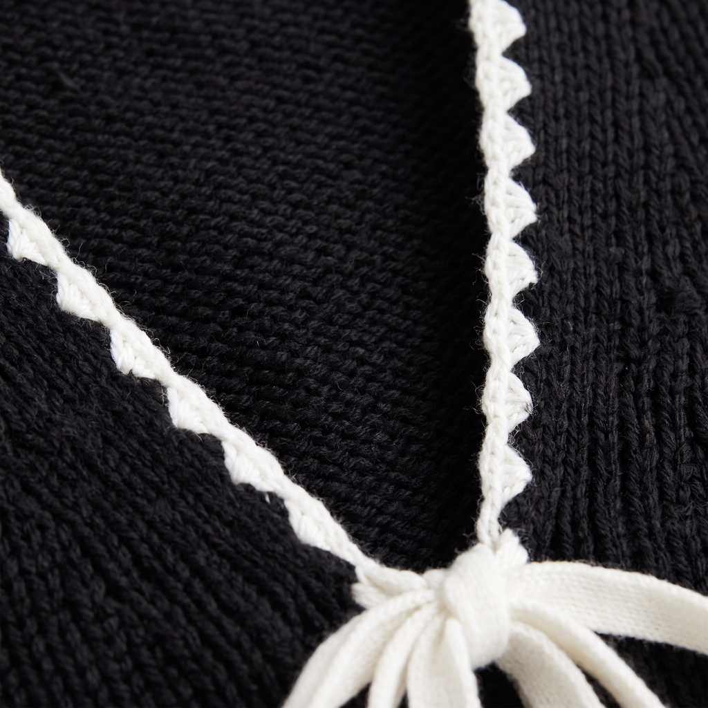 Women's Scallopped Trim Tie-Front Knit Cardigan