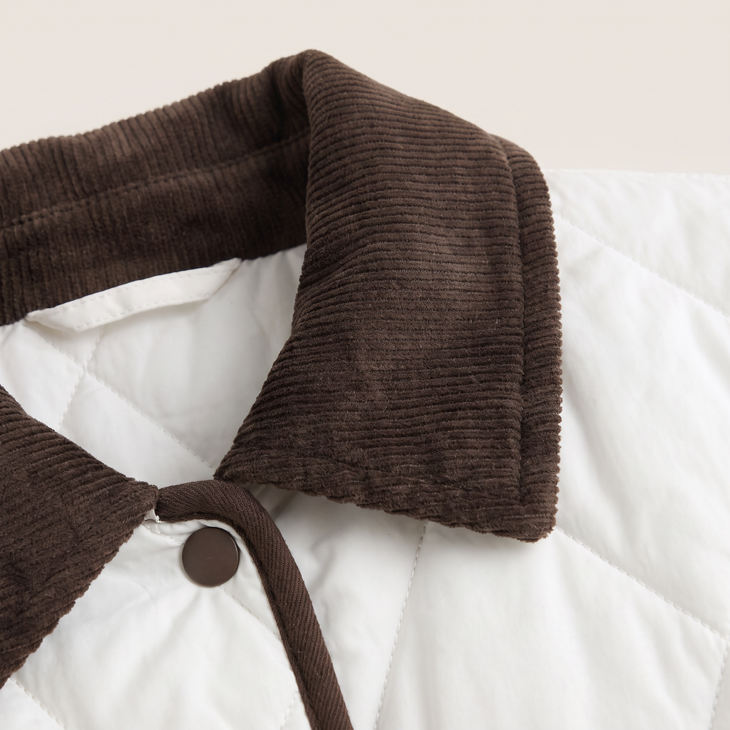 Women’s Quilted Puffer Jacket with Corduroy Collar