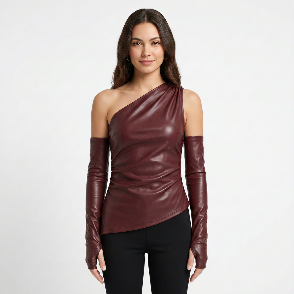 Women’s Asymmetric One-Shoulder Ruched Top