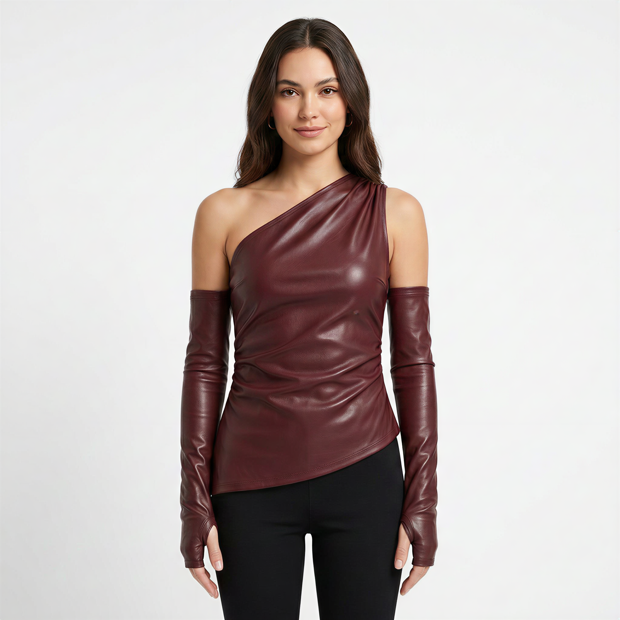 Women’s Asymmetric One-Shoulder Ruched Top