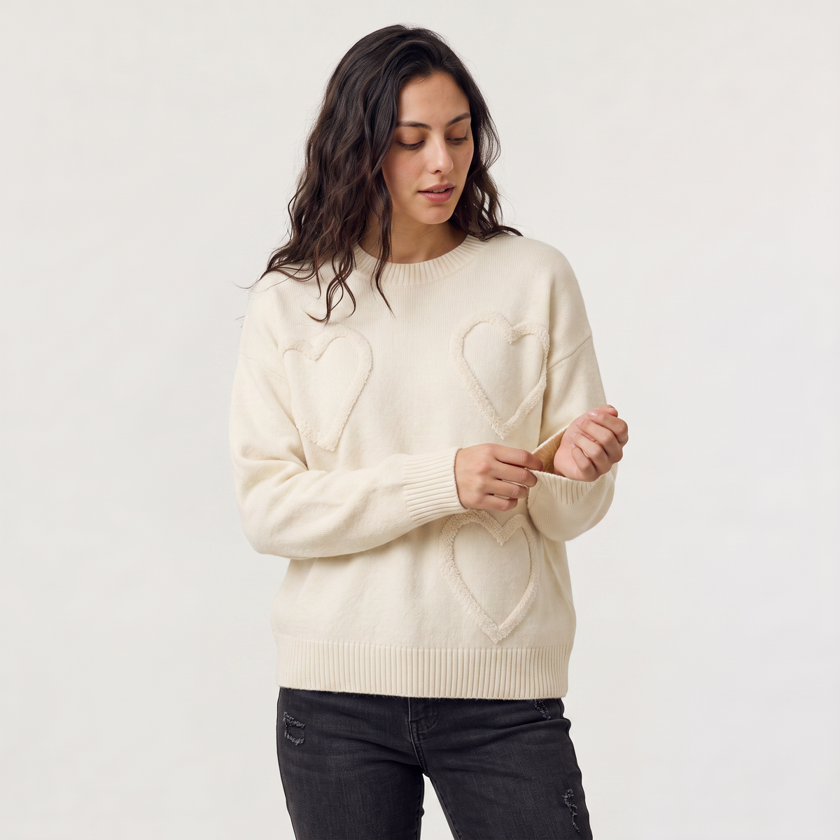 Women's Heart Detail Knitted Jumper