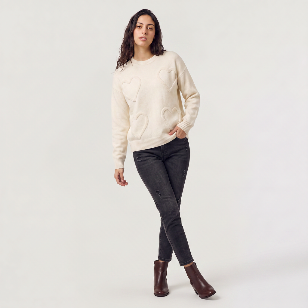 Women's Heart Detail Knitted Jumper