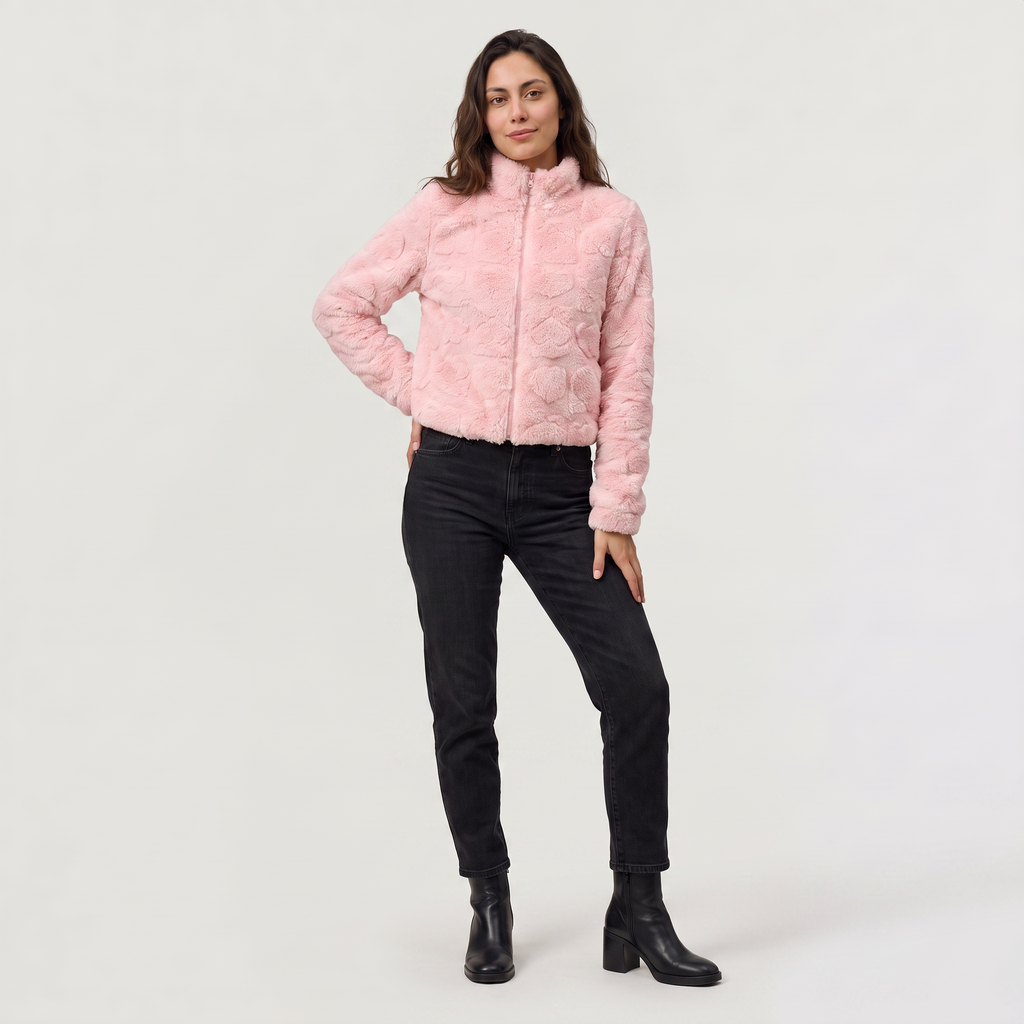 Women's Fleece Texture Teddy Zip Jacket