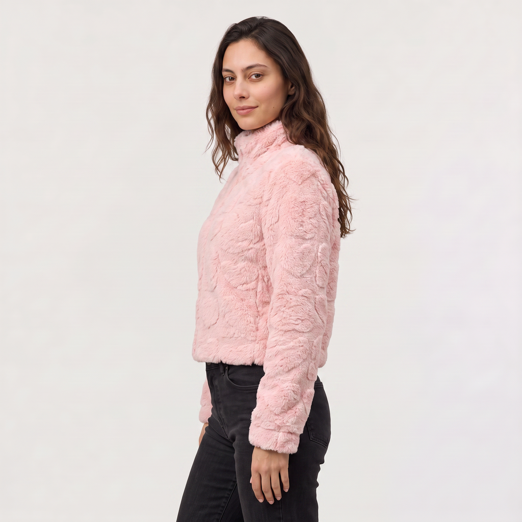 Women's Fleece Texture Teddy Zip Jacket