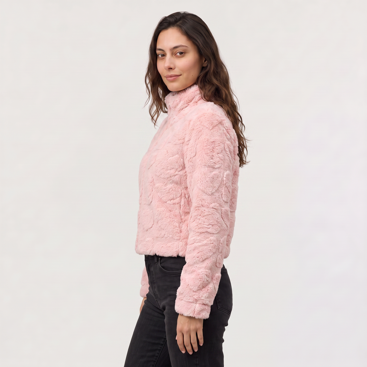 Women's Fleece Texture Teddy Zip Jacket