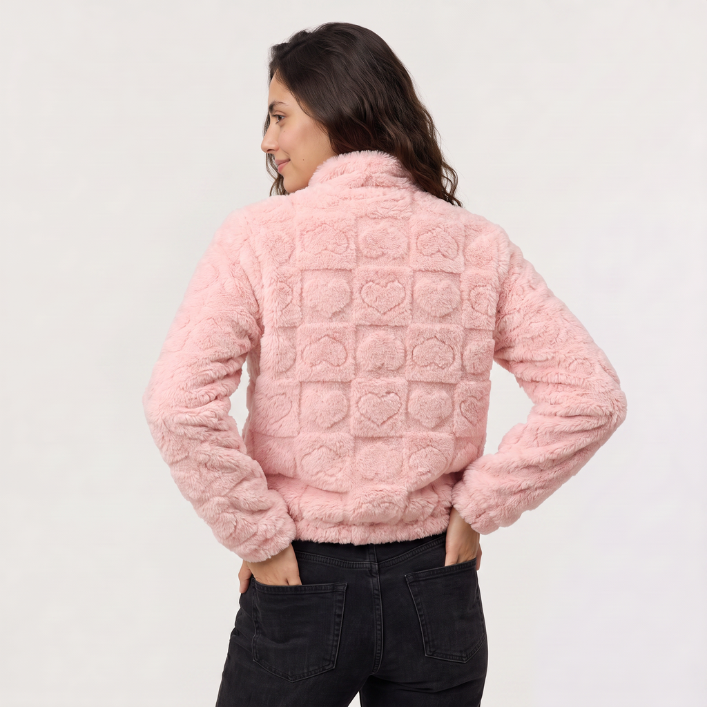 Women's Fleece Texture Teddy Zip Jacket