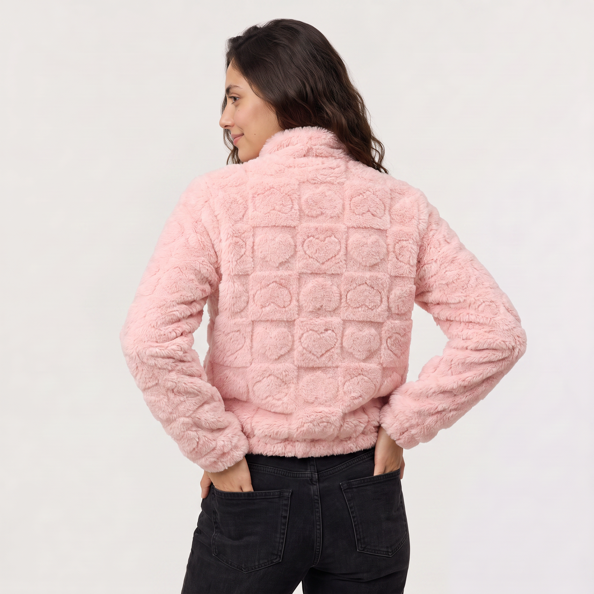 Women's Fleece Texture Teddy Zip Jacket