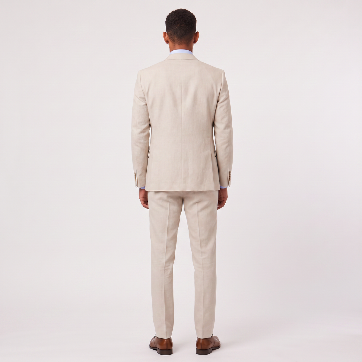 Men's Linen Three-Piece Tailored Suit with Waistcoat