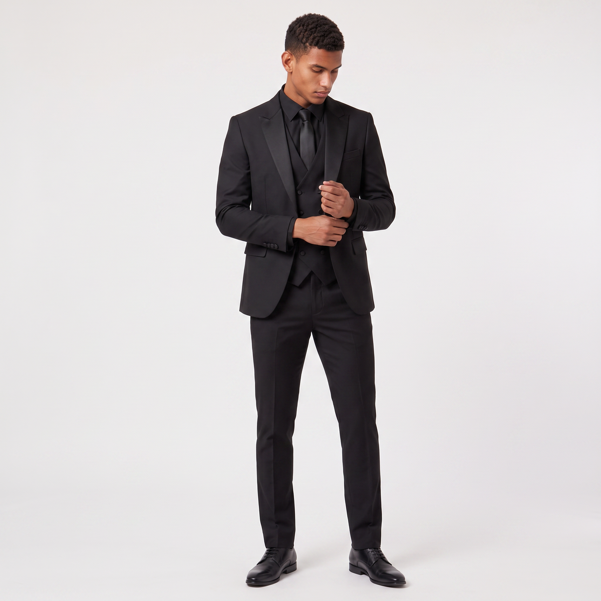 Men's Double-Breasted Slim Fit Three-Piece Suit