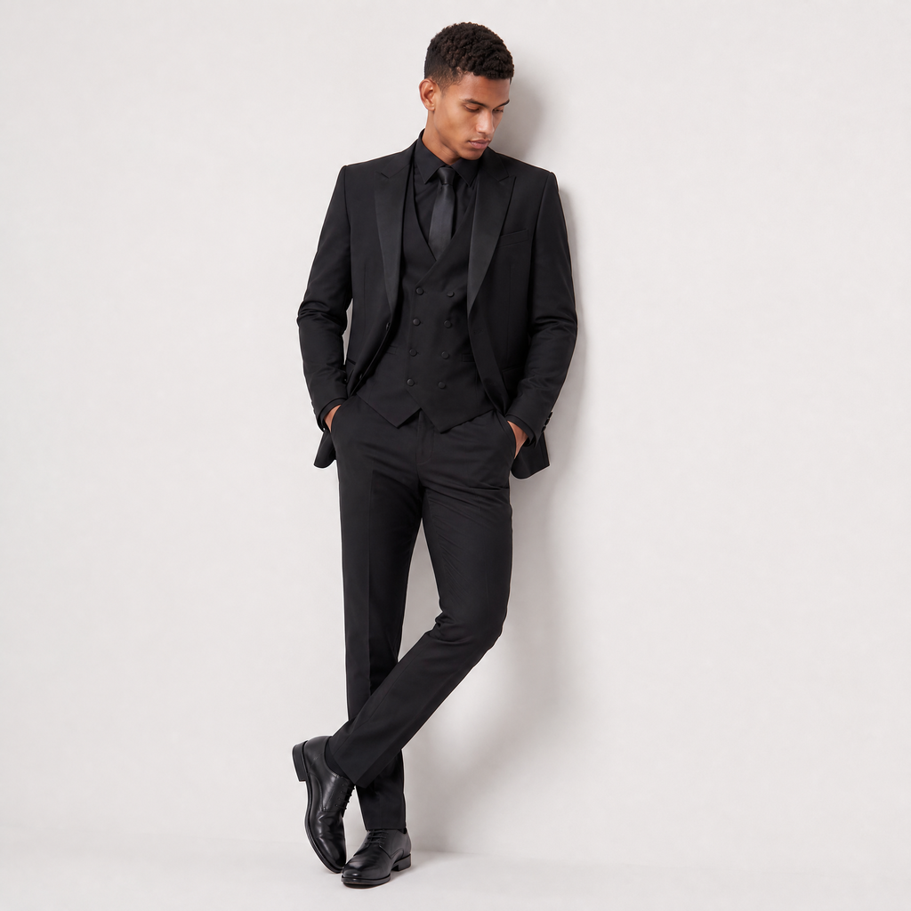 Men's Double-Breasted Slim Fit Three-Piece Suit