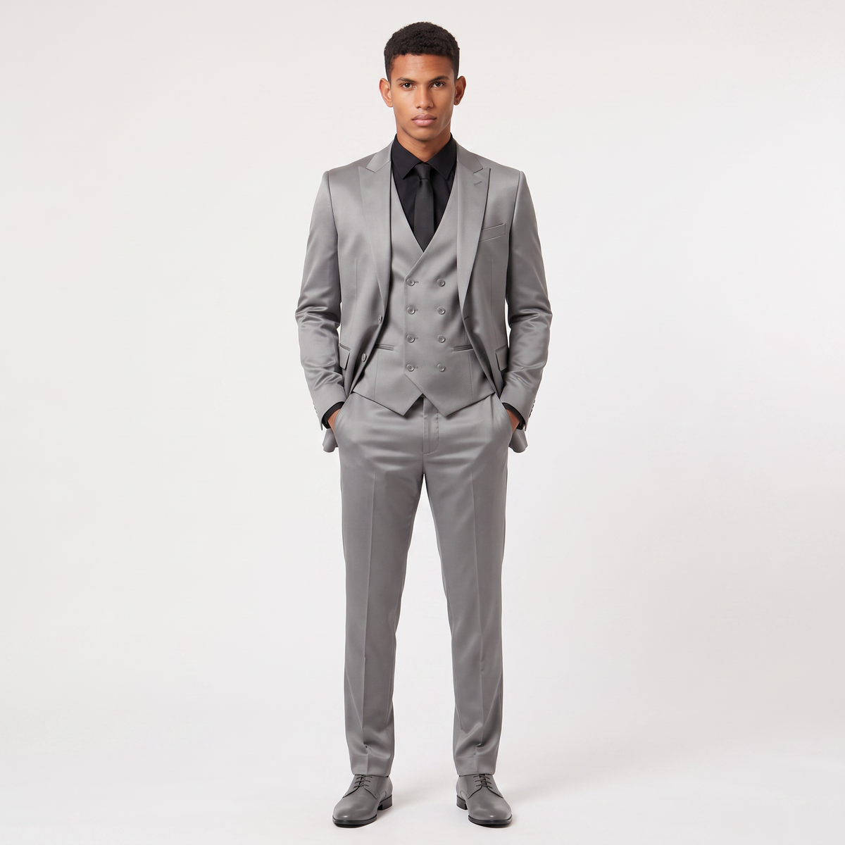 Men's Double-Breasted Slim Fit Three-Piece Suit