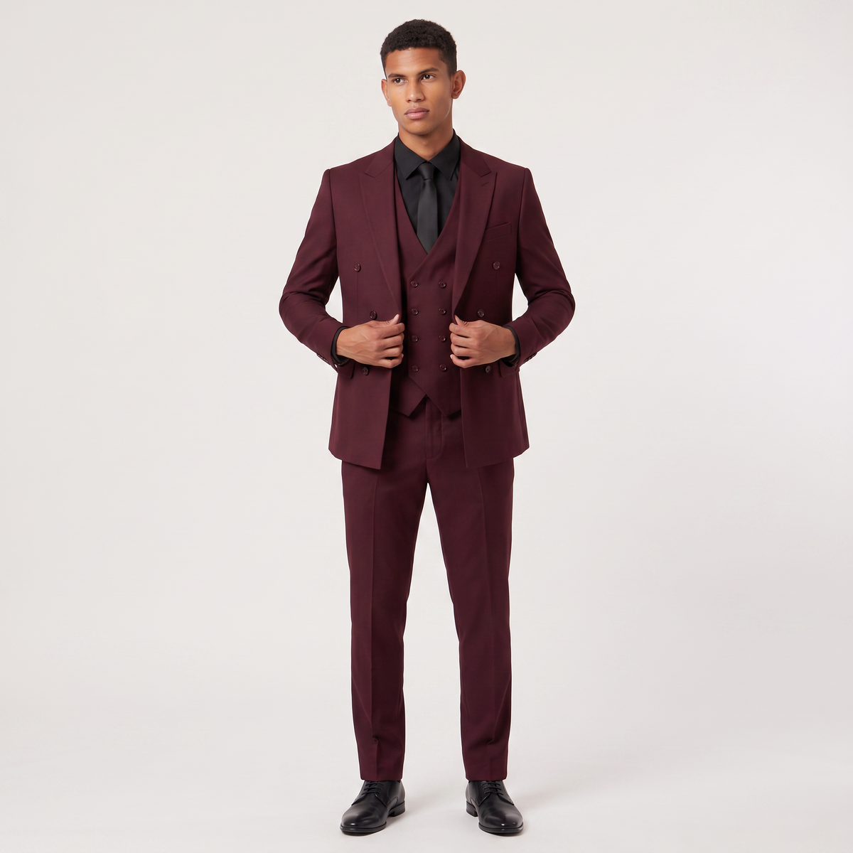 Men's Double-Breasted Slim Fit Three-Piece Suit
