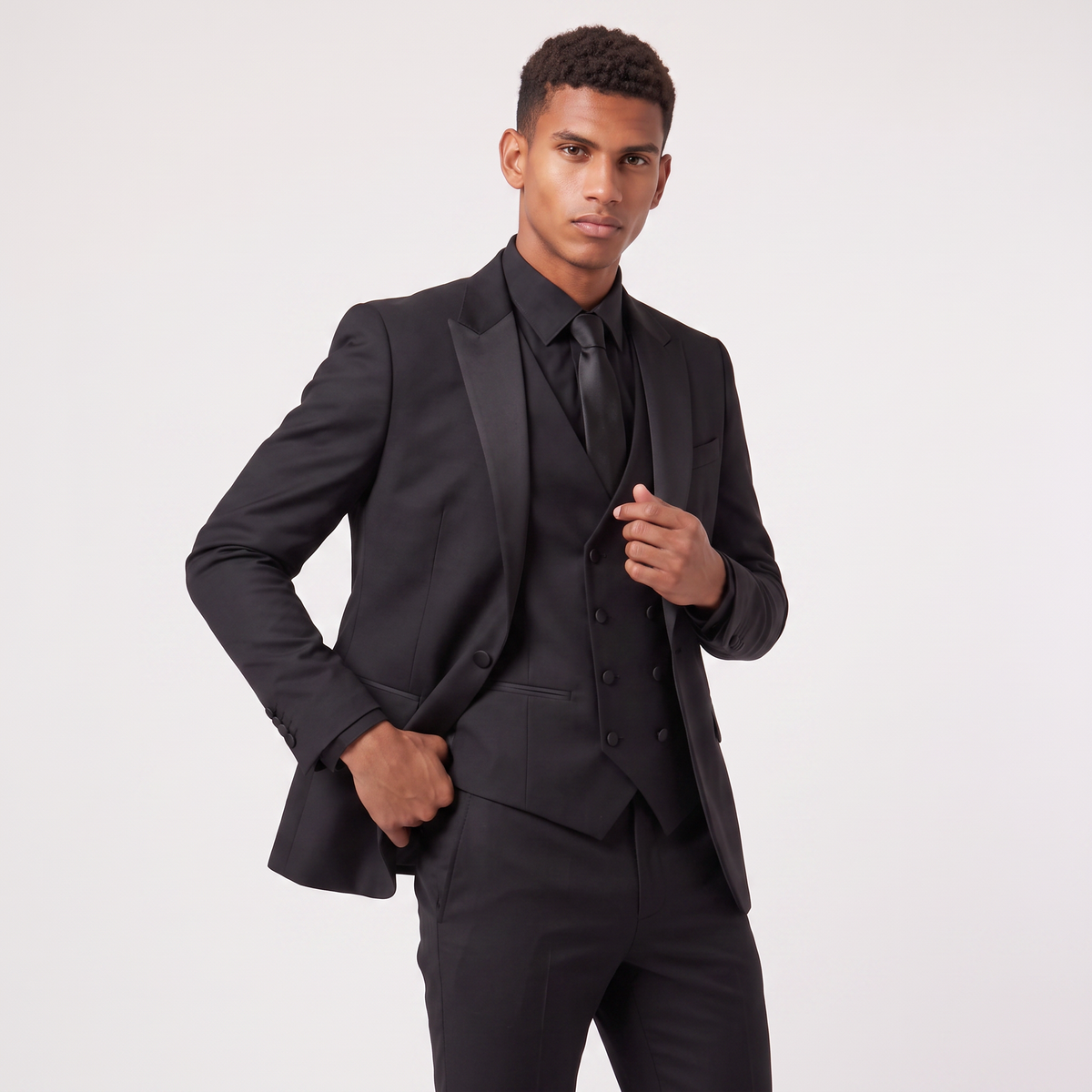 Men's Double-Breasted Slim Fit Three-Piece Suit