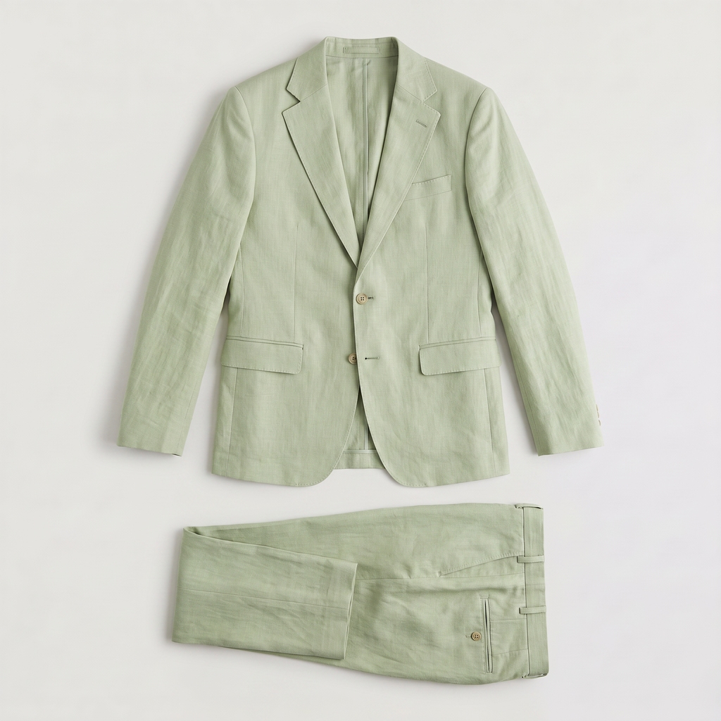 Men's Linen Single-Breasted Two-Piece Suit