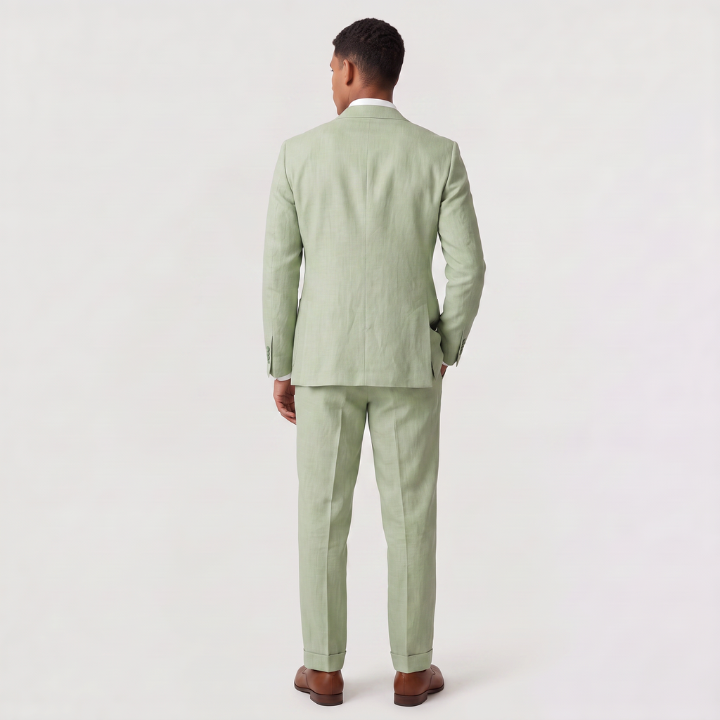 Men's Linen Single-Breasted Two-Piece Suit