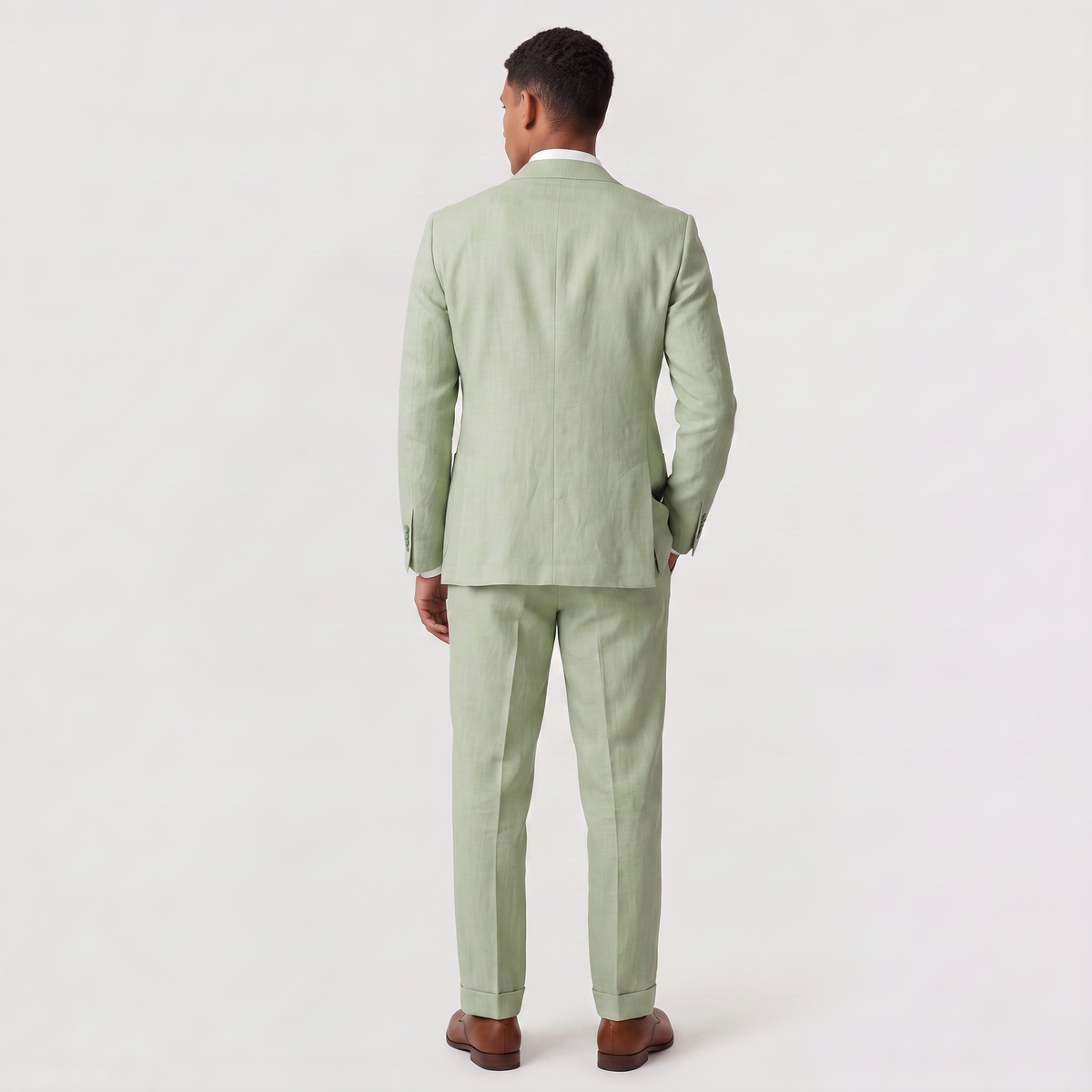 Men's Linen Single-Breasted Two-Piece Suit