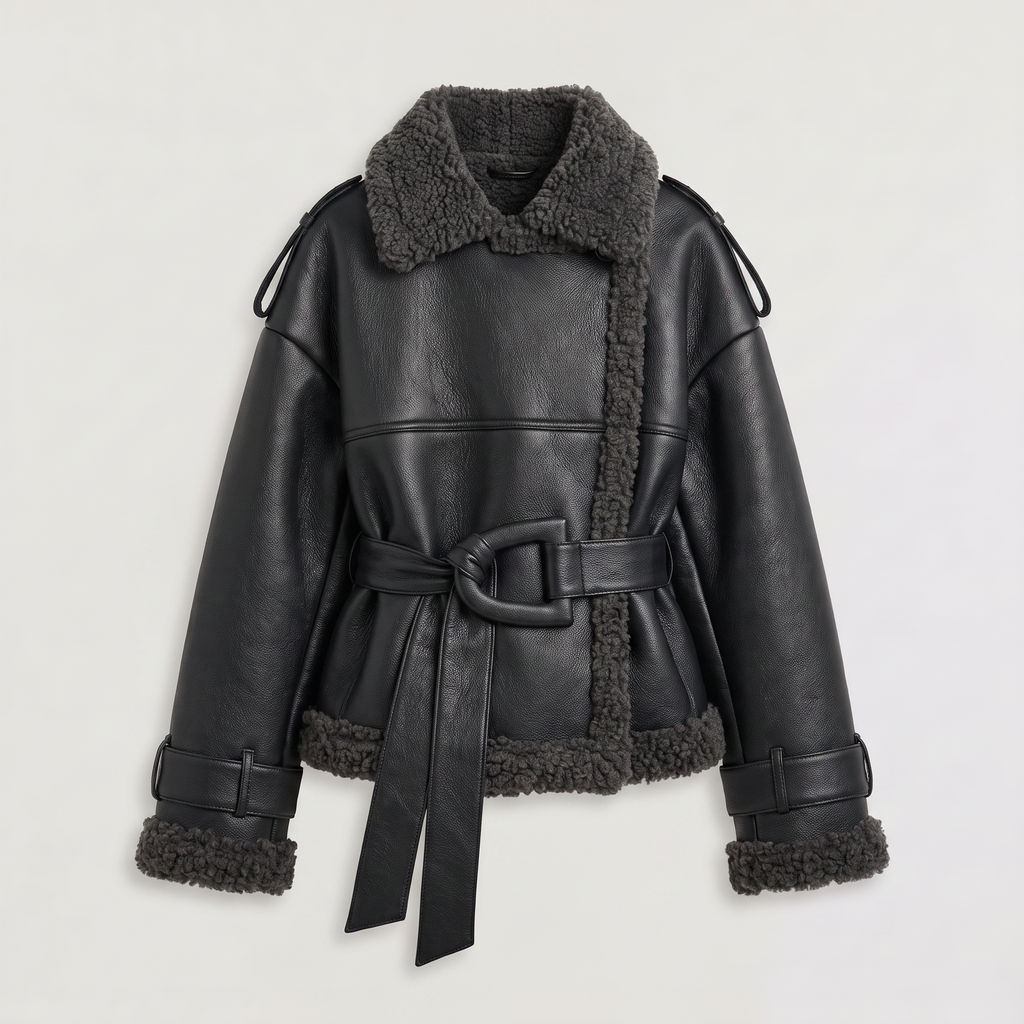 Women's Belted Aviator Short Jacket