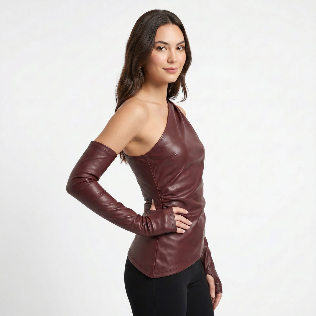 Women’s Asymmetric One-Shoulder Ruched Top