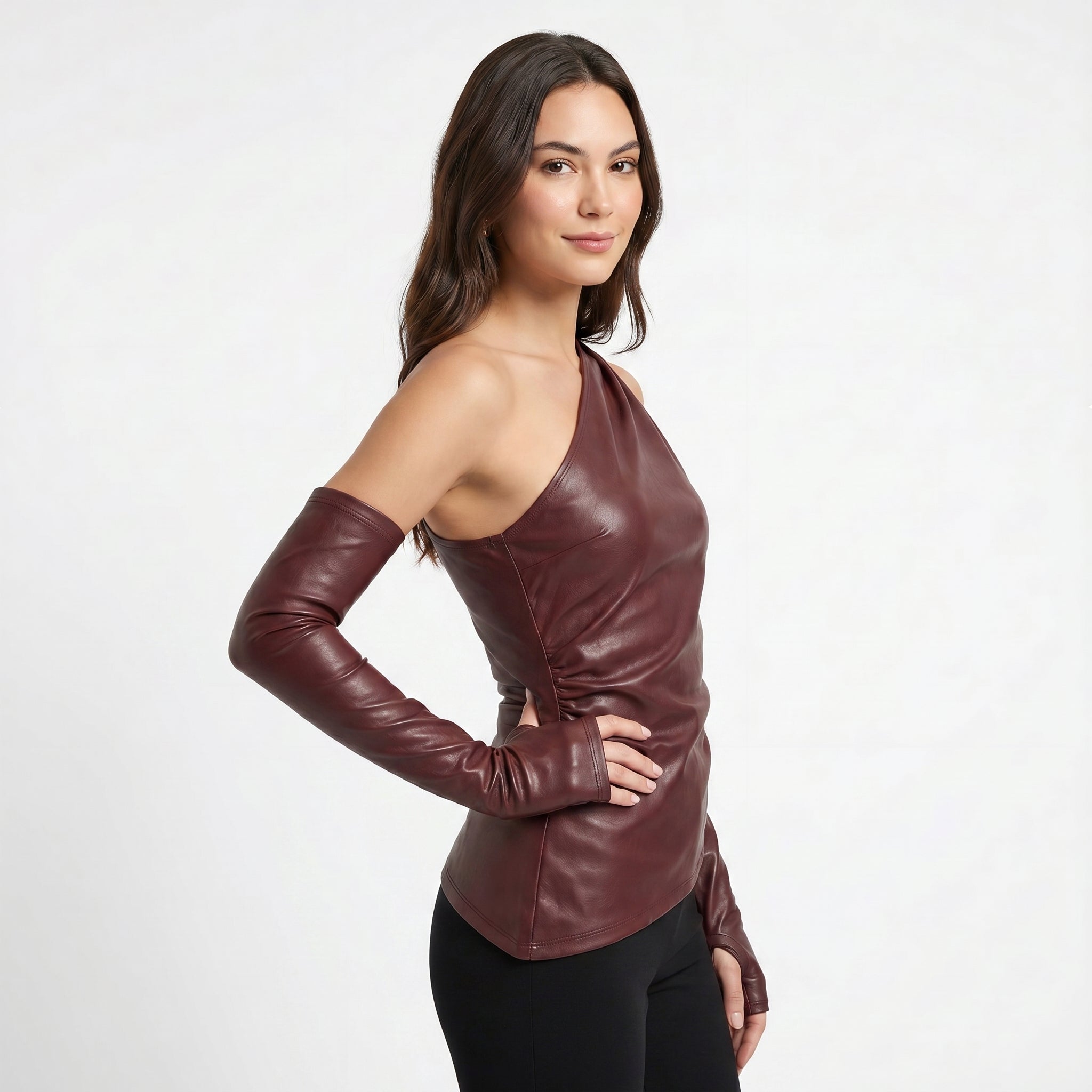 Women’s Asymmetric One-Shoulder Ruched Top