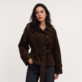 Women's Cropped Suede Trench Jacket